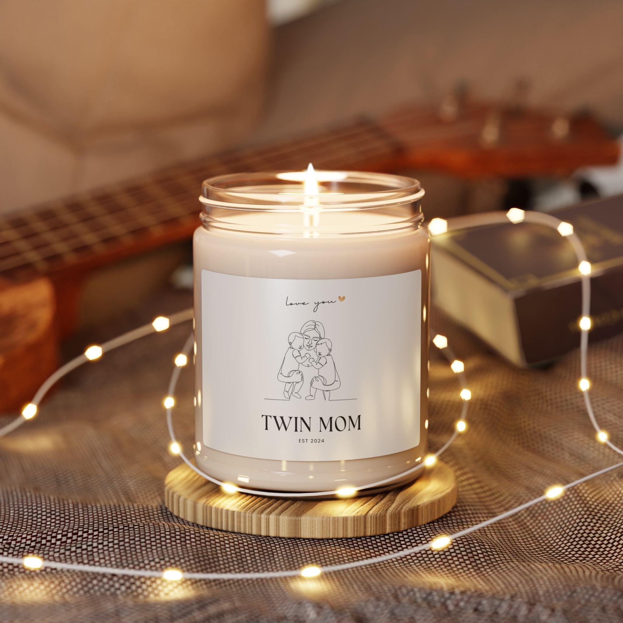Twin Mom Scented Soy Candle — 9oz | 'Love You' Minimalist Mom & Twins Gift