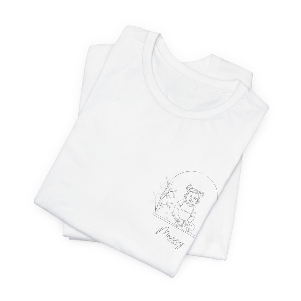 Personalized Baby Girl Line Art T-Shirt — Custom Minimalist Portrait Tee from Your Photo
