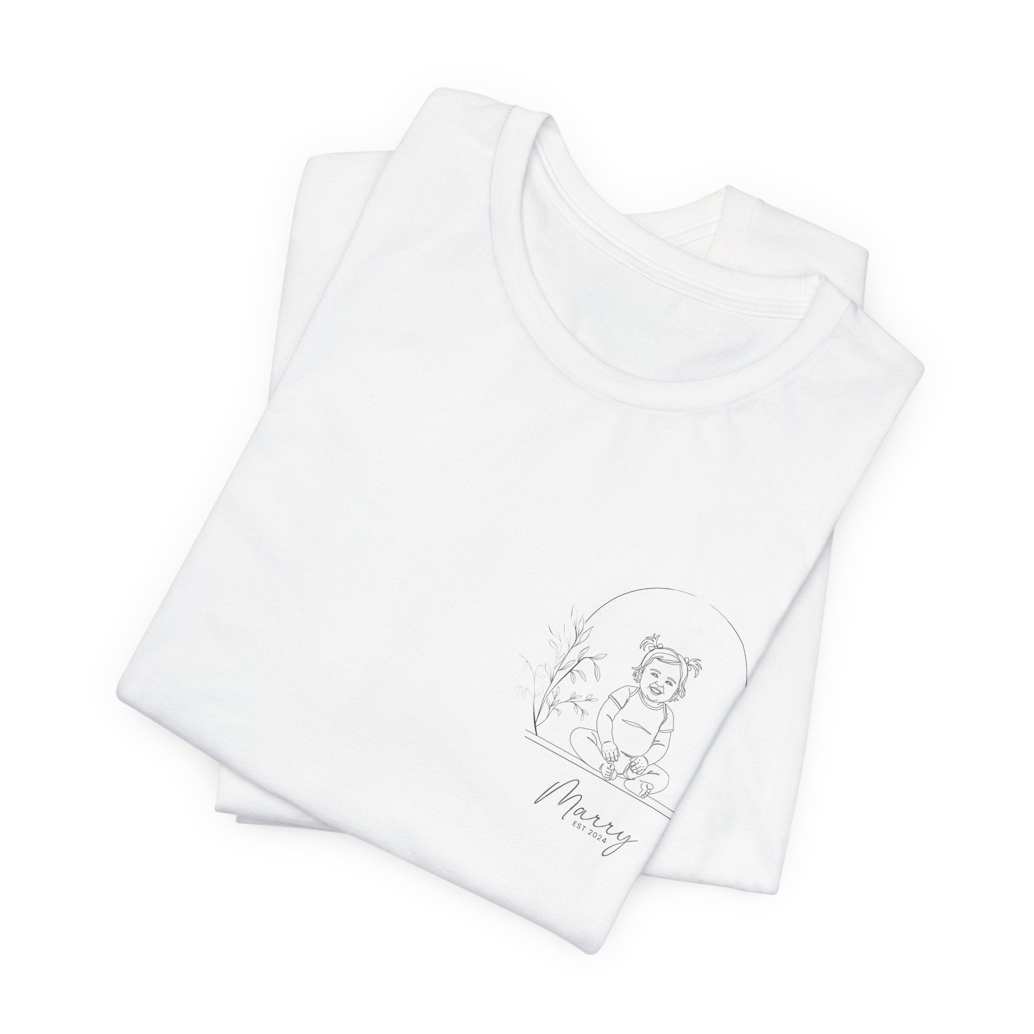 Personalized Baby Girl Line Art T-Shirt — Custom Minimalist Portrait Tee from Your Photo